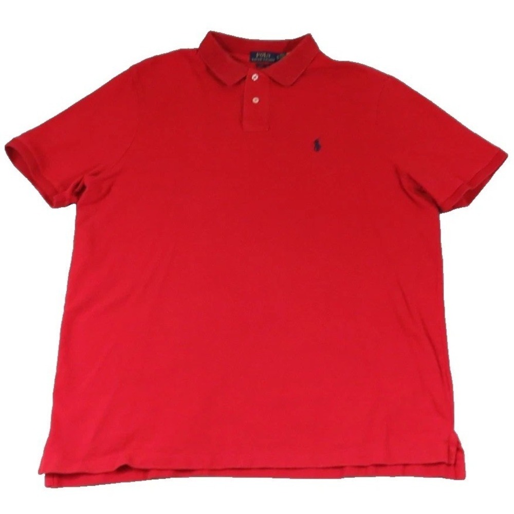 Polo Ralph Lauren Mens Polo Shirt XL Red Short Sleeve‎ Cotton Classic Fit Pique